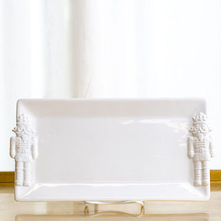 Nutcracker Rectangle Embossed Platter White