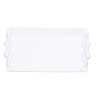Bow Embossed Rectangle Platter White