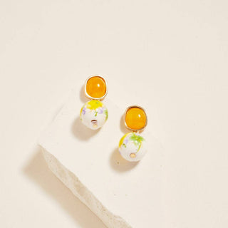 Ceramic Pattern Printed Bead Drop Earrings