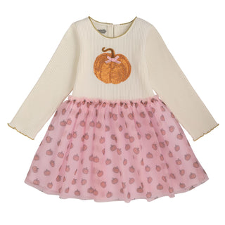 Children's dress with pumpkin design on a white background