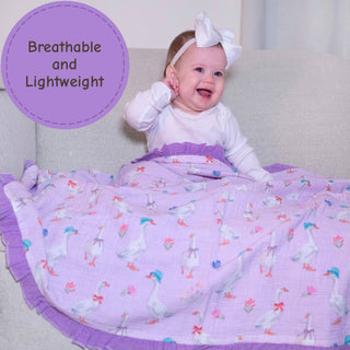 Muslin Goose Parade Quilt Baby & Kids Ruffle  Blanket