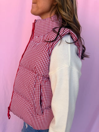 Gingham Puffer Vest