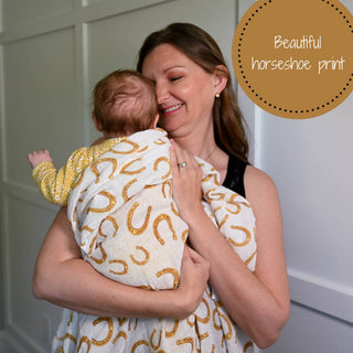 Baby Muslin Lucky Horseshoe Swaddle Blanket