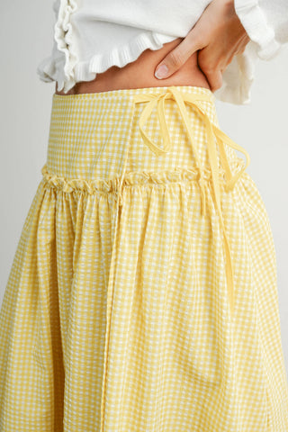 Checkered Ruffled High-Waist Skirt