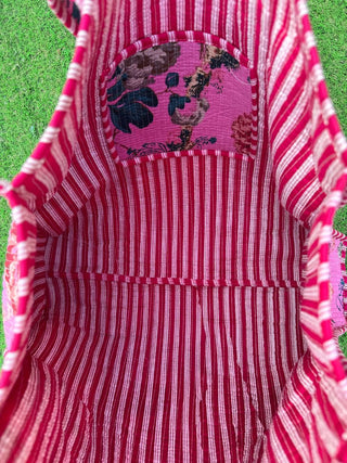 Pink Foliage Quilted Tote Bag