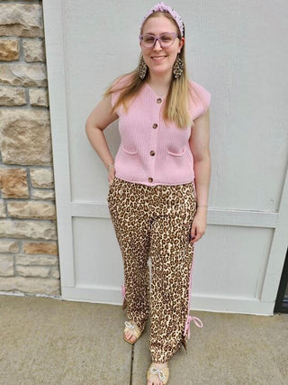 Cheetah Print Track Pants