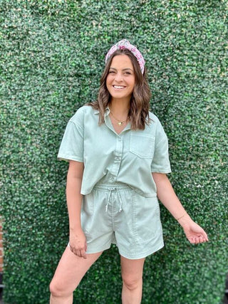 Button Up Top with Matching Shorts 