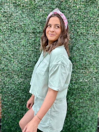 Button Up Top with Matching Shorts 