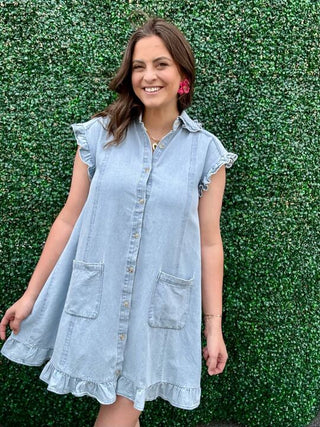 Denim Ruffle Dress