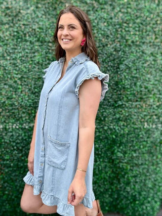 Denim Ruffle Dress