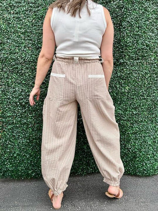 Tan Stripped Joggers