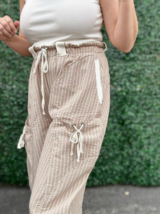 Tan Stripped Joggers