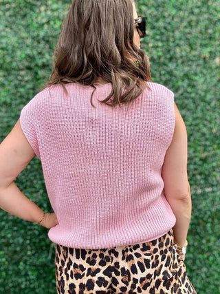 Pink Button Up Sweater Vest