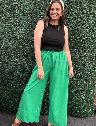 Green Pants with Scalloped Bottom