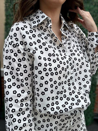 Floral Button Up Top with Matching Shorts 