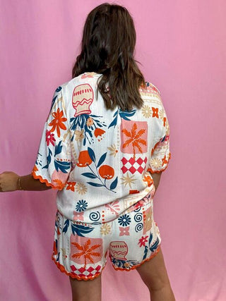 Colorful Floral/ Tropical Matching Set