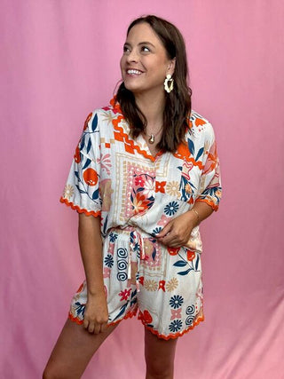 Colorful Floral/ Tropical Matching Set