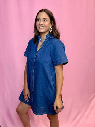 Dark Denim Button Up Mini Dress