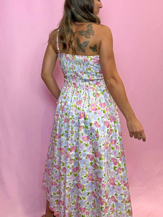 Floral Maxi Dress With Cut Out 