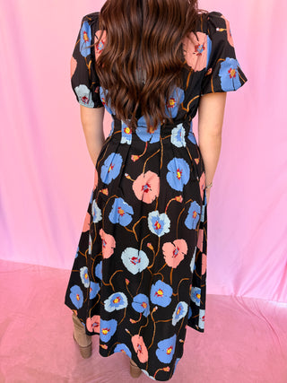 Midnight Bloom Midi Dress
