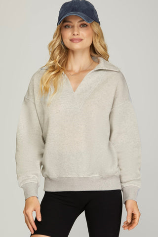 grey sweatshirt
