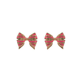 Pink Stripe Bow Stud