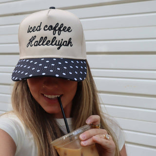 Iced Coffee Polka Dot Embroidered Trucker Hat