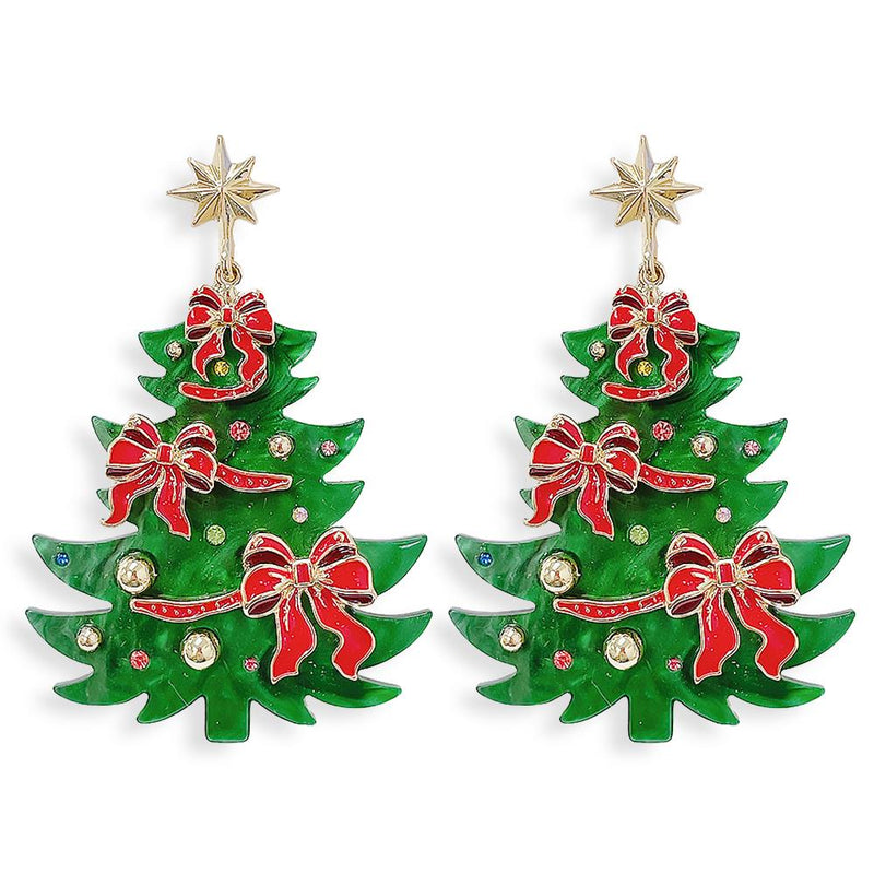 Green Christmas Tree Earring