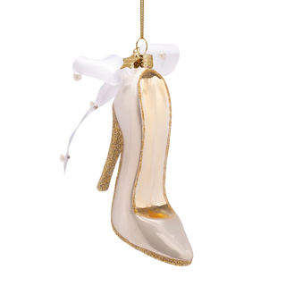 High Heel Wedding Shoe Glass Ornament