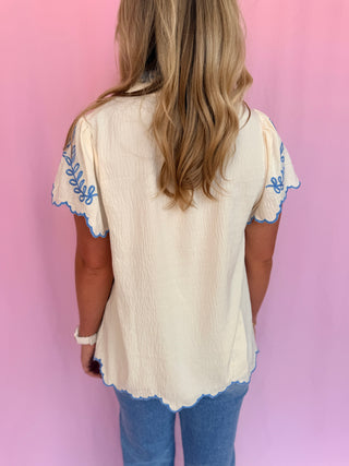 Daisy Days Scallop Top