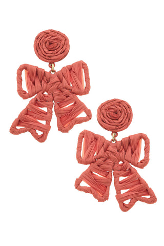 Willow Coral Rattan Bow Earring