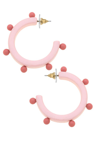 Olivia Pink Studded Resin Hoop Earrings