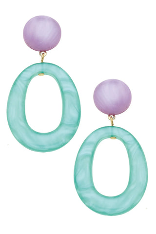 Ansley Mint Marbled Resin Earrings