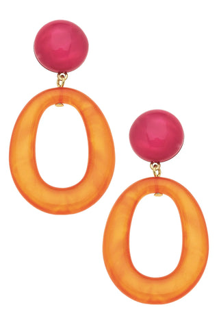 Ansley Orange Marbled Resin Earrings