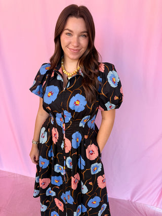 Midnight Bloom Midi Dress