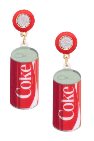 Rhinestone Coke Can Earrings