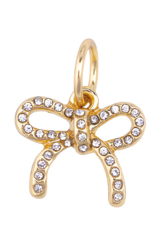 Pave Bow Charm Gold