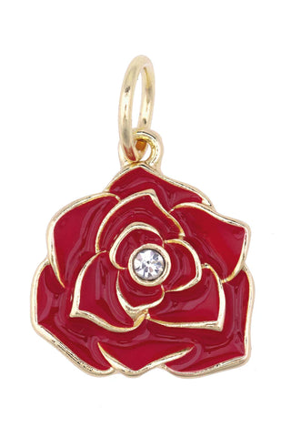 rosebud gold and red charm 