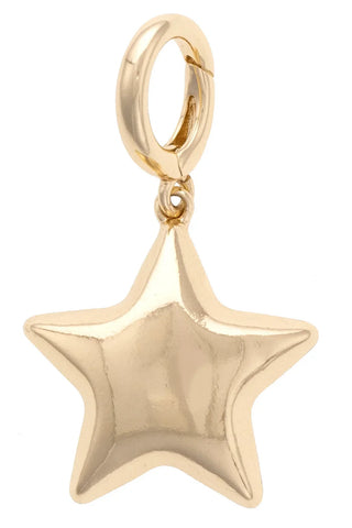 Gold star-shaped pendant on a white background
