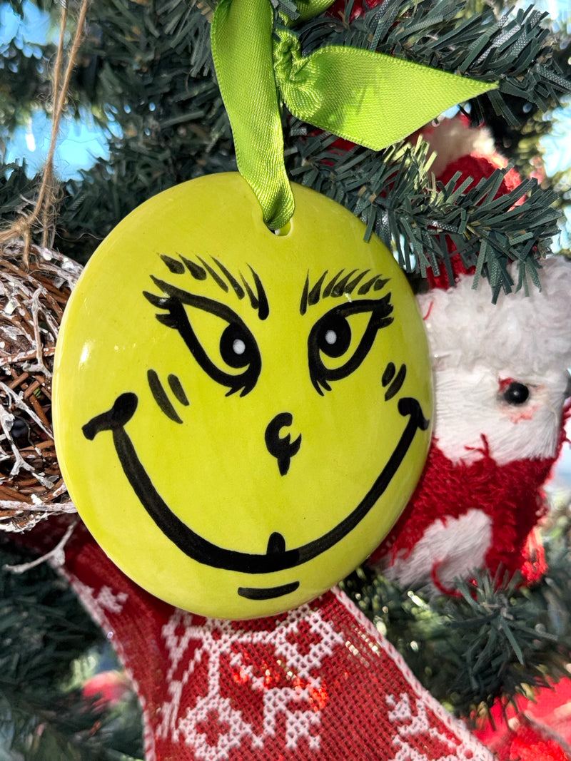 Grinch Face Flat Ornament