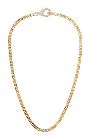 Gold chain necklace on a white background