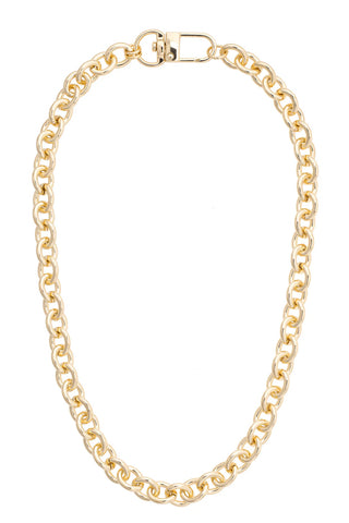 Gold chain necklace on a white background