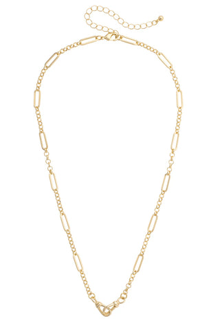 Gold chain necklace on a white background