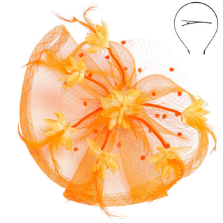 Floral Feathered Sinamay Mesh Fascinator