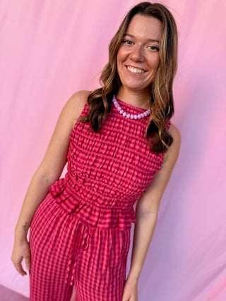 Smocked Gingham Top