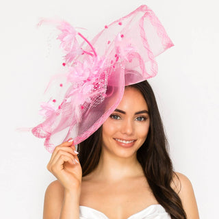 Floral Feathered Sinamay Mesh Fascinator