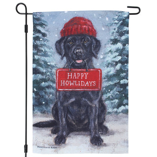 Black Lab Happy Howlidays Garden Flag