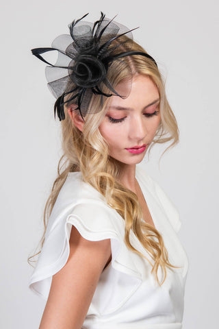 Floral Feather Mesh Fascinator