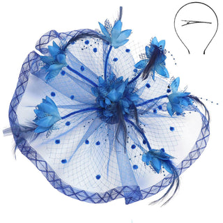 Floral Feathered Sinamay Mesh Fascinator
