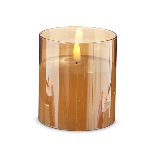 3.5X4 Gold Glass Ivory Candle